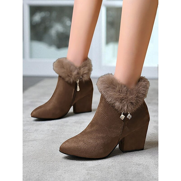 Pearl | Fur-Trimmed Block Heel Ankle Boots