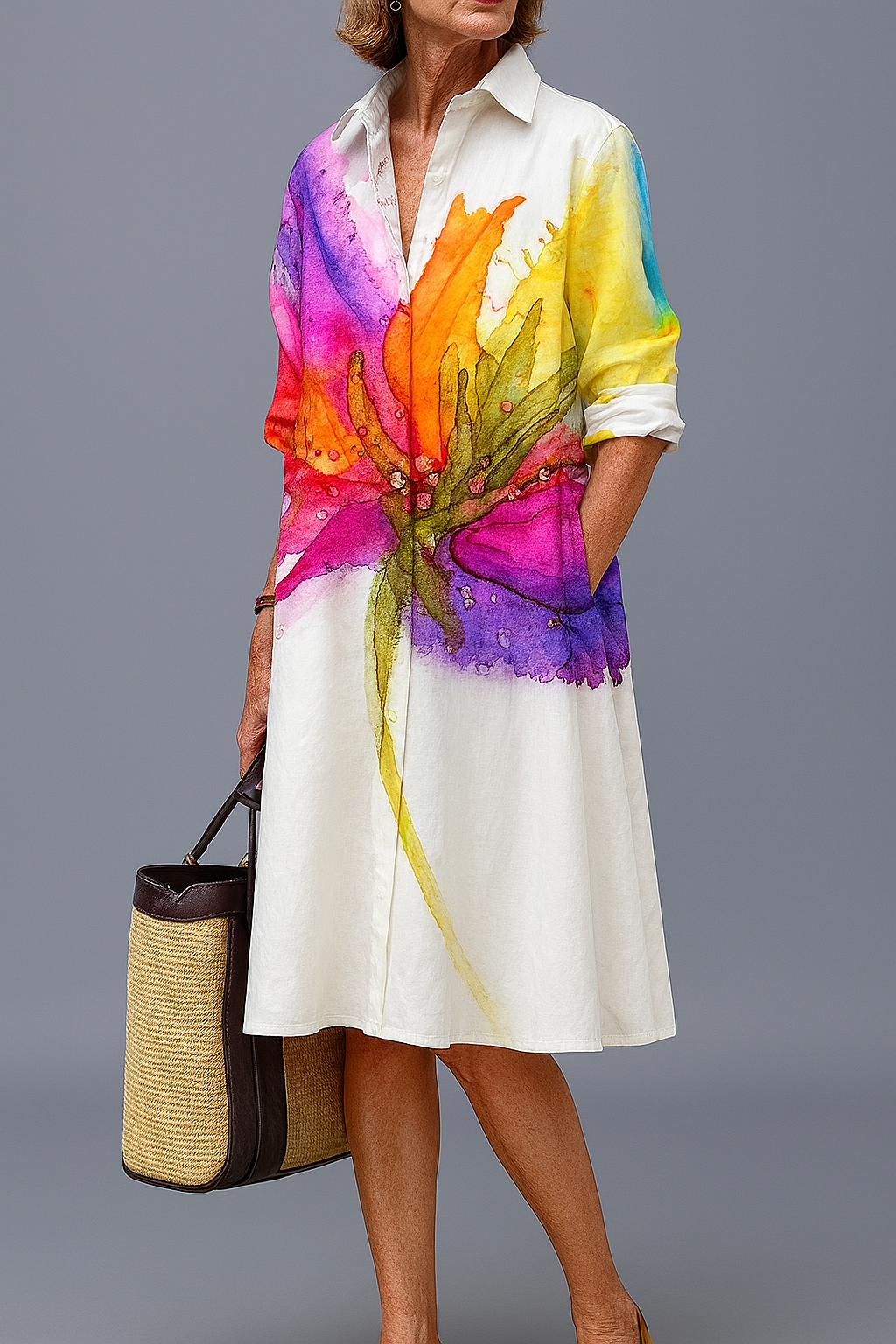 Lydia | Elegant Multicolor Midi Dress