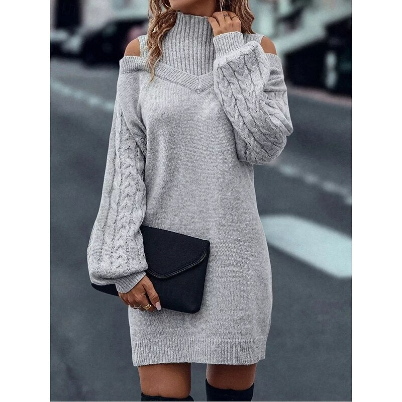 Everly | Cold-Shoulder Turtleneck Sweater Dress