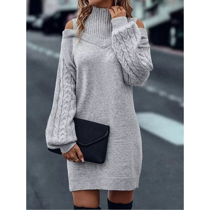 Everly | Cold-Shoulder Turtleneck Sweater Dress