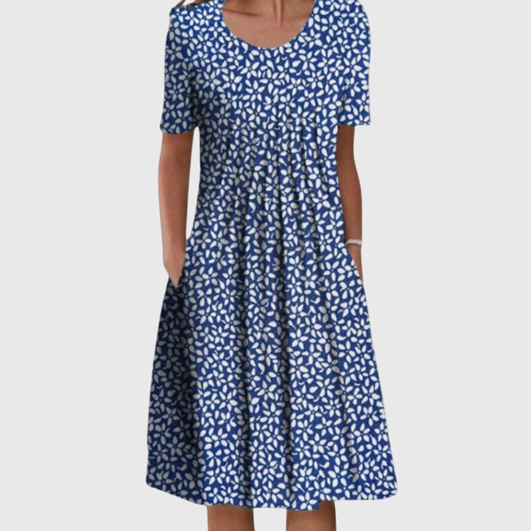Eloise | Elegant Round Neck Floral Dress