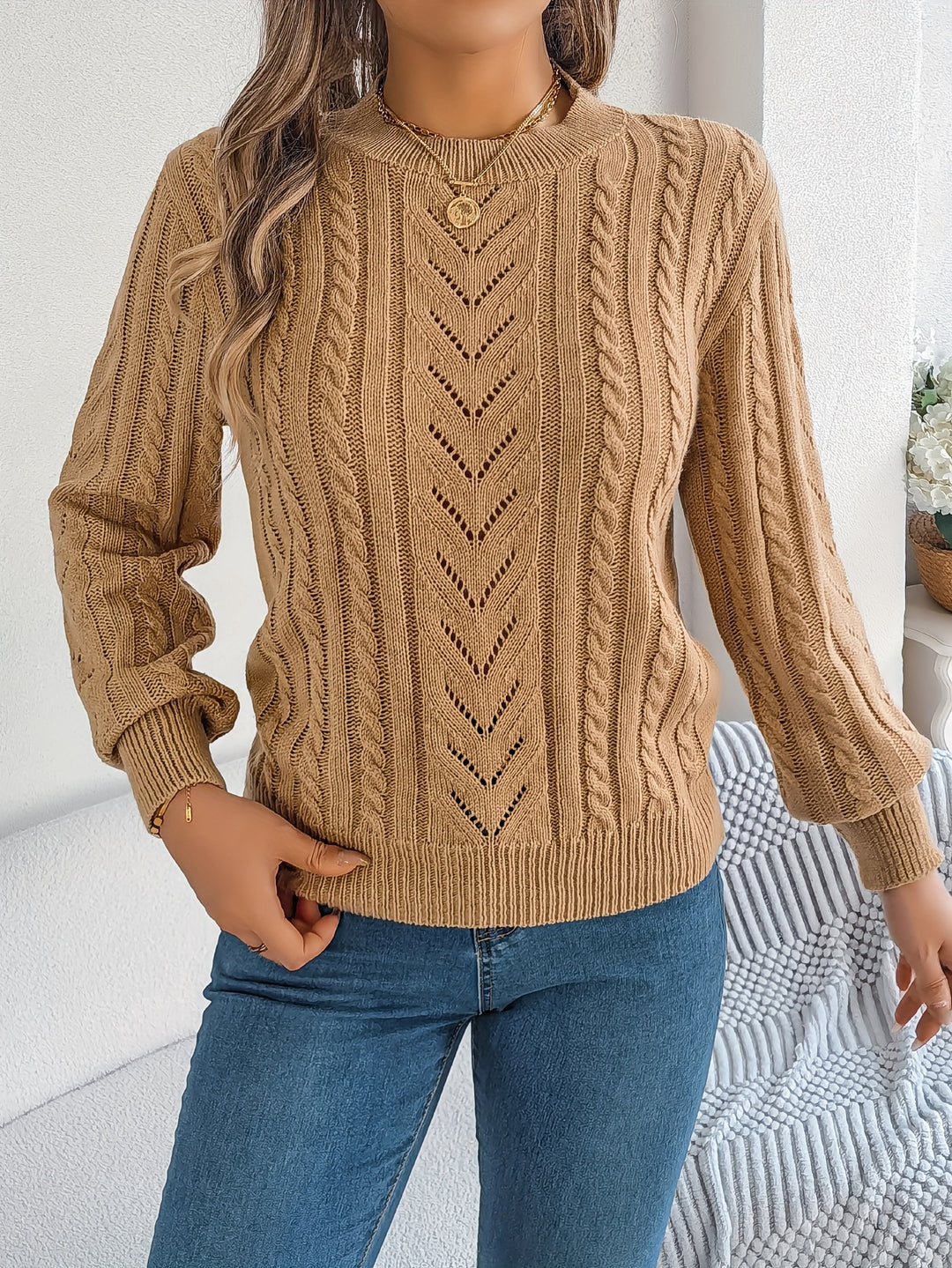 Heather | Textured Cable-Knit Jumper
