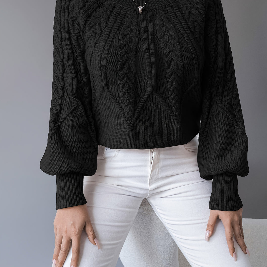 Odette | Cable-Knit Lantern Sleeve Sweater