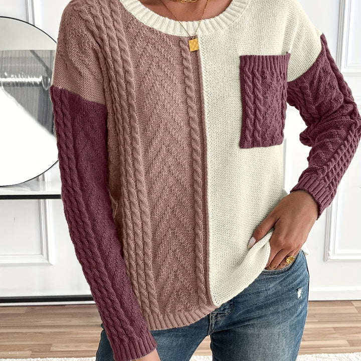 Delia | Two-Tone Cable Sweater