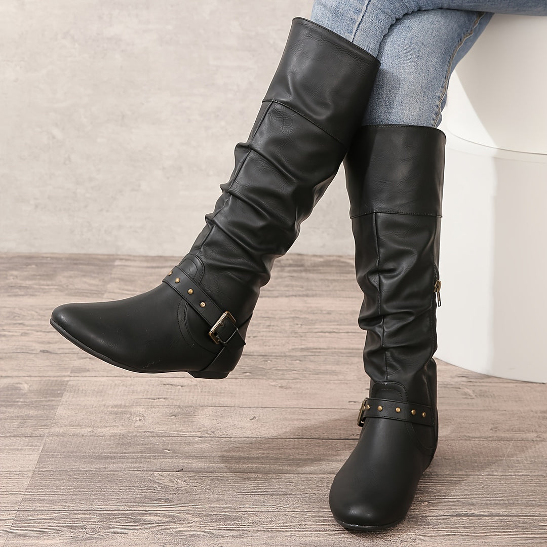 Tara | Slouch Buckle Tall Boots