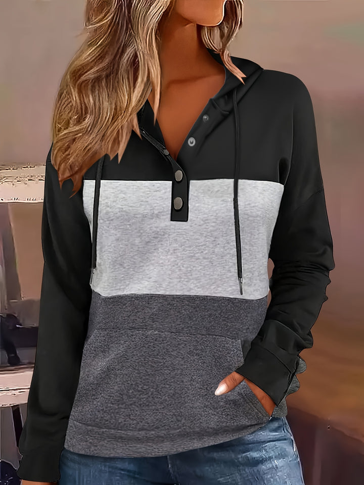 Tamsin | Colour Block Button Hoodie