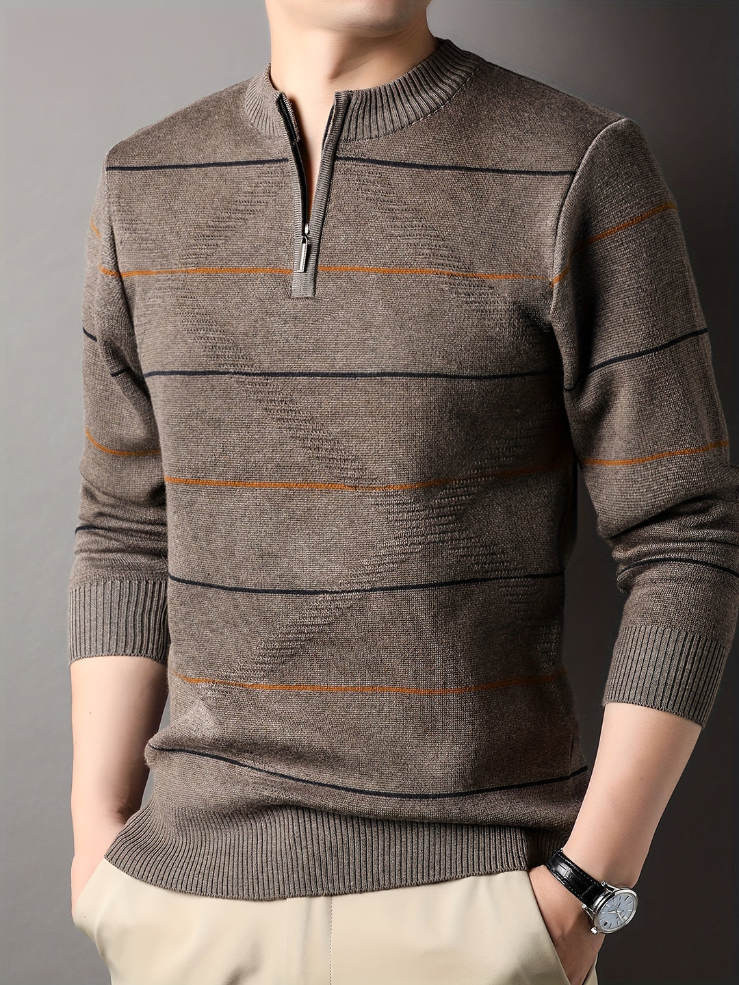Tristan | Half-Zip Ribbed Knit Sweater