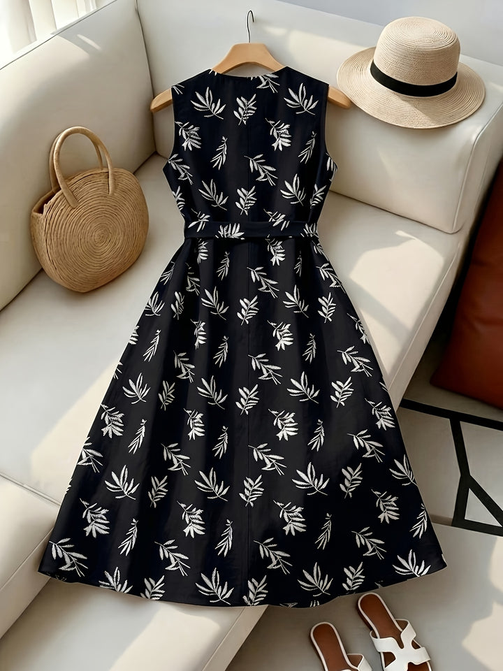 Constance | Belted Sleeveless Midi Dress