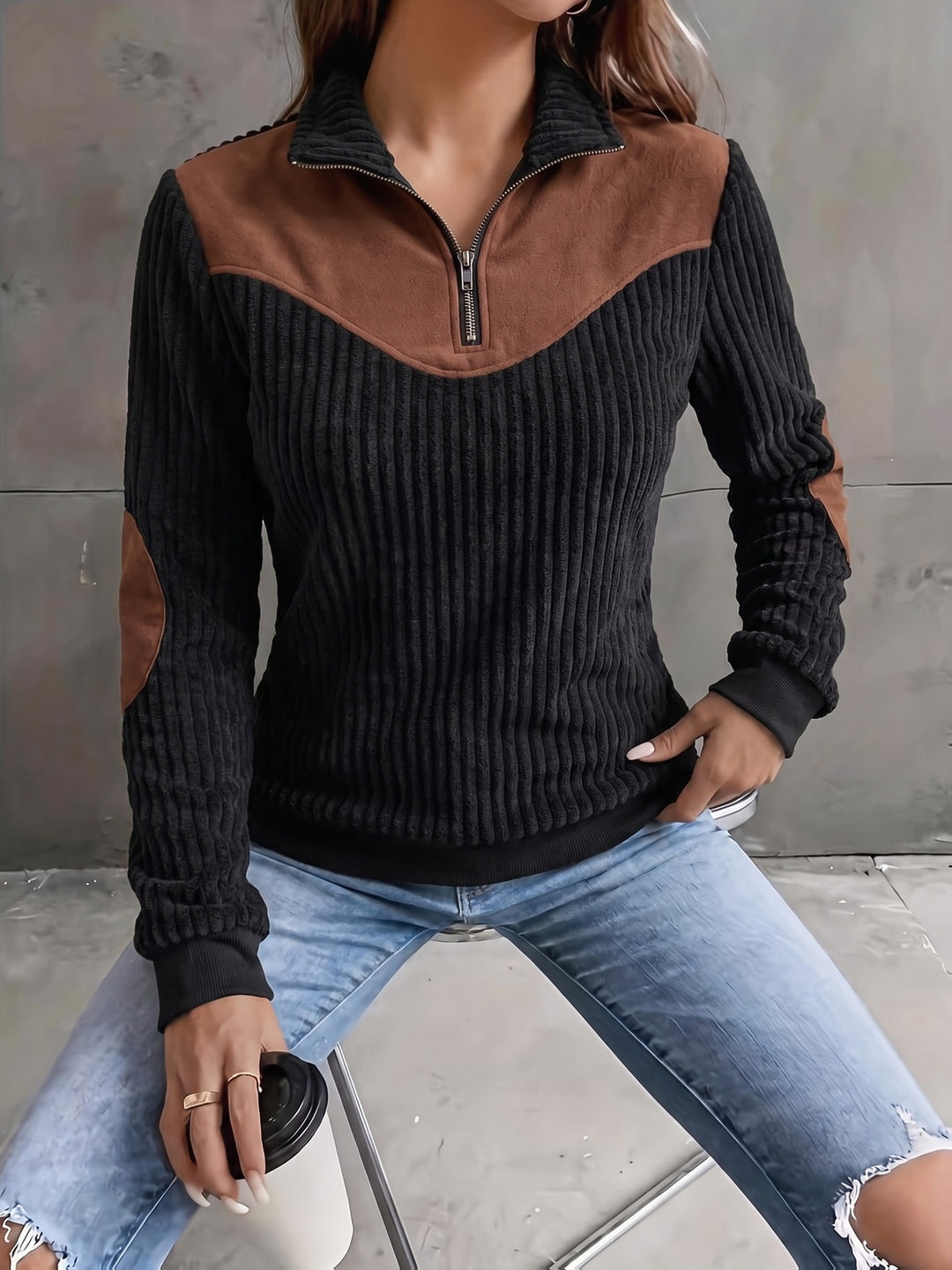 Everly | Half-Zip Ribbed Pullover