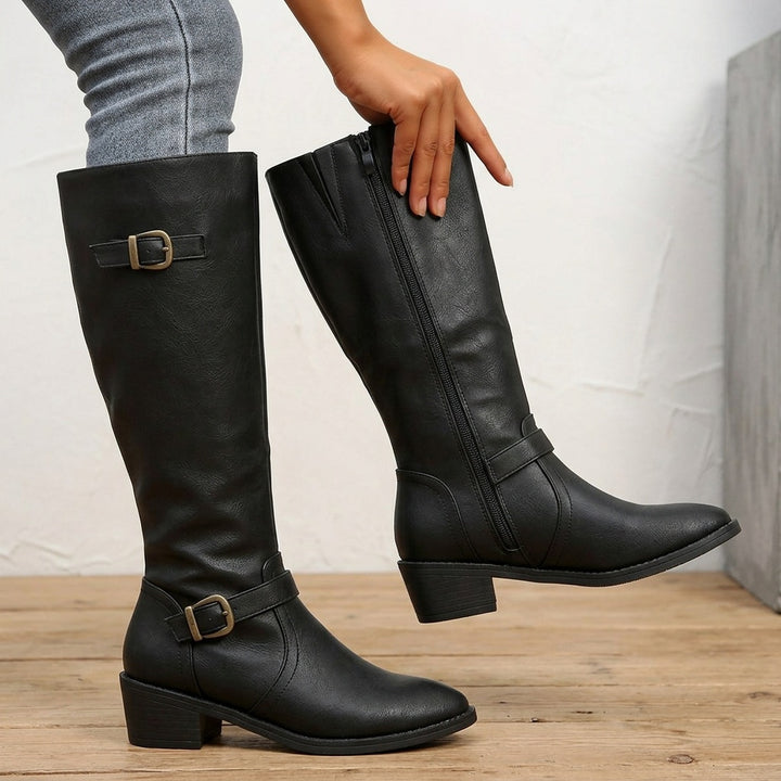 Simone | Classic Buckle Knee-High Boots