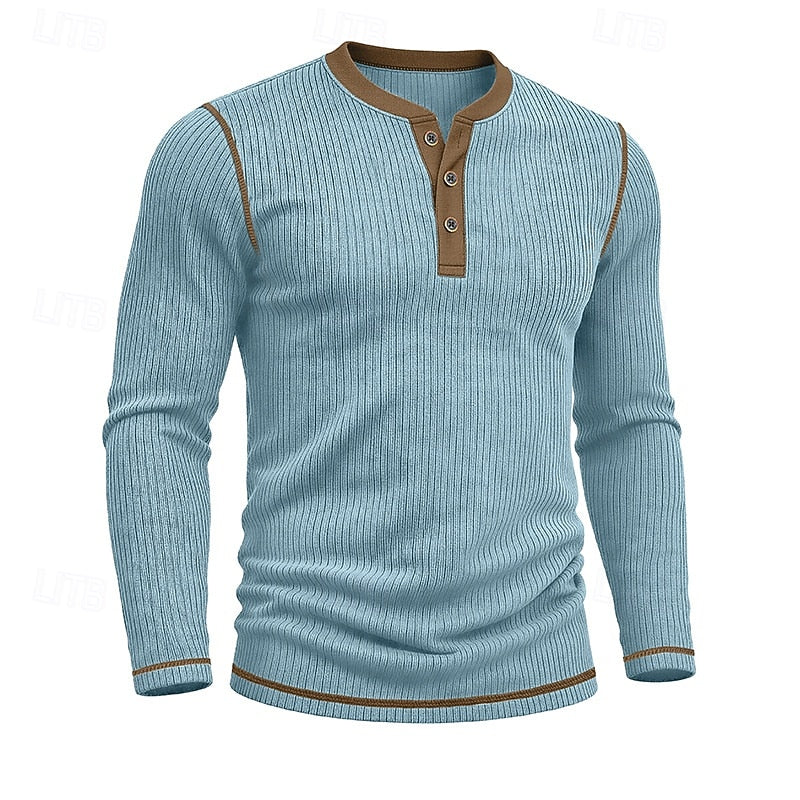 Owen | Ribbed Long-Sleeve Henley Shirt