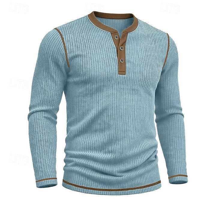 Owen | Ribbed Long-Sleeve Henley Shirt