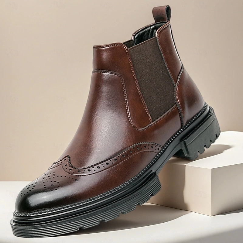 Leonard | Refined Brogue Chelsea Boots