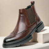 Leonard | Refined Brogue Chelsea Boots