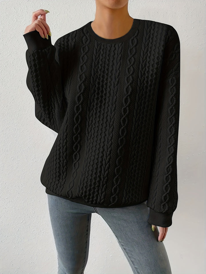 Maisie | Cable-Textured Crewneck Sweatshirt