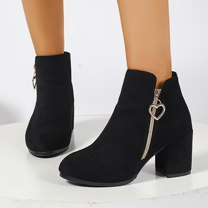 Millicent | Elegant Heart-Zip Ankle Boots