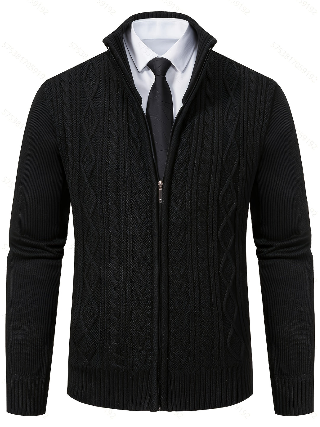 Edmund | Textured Stand-Collar Zip Cardigan