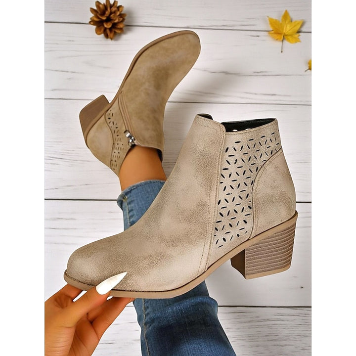 Adrienne | Cutout Block-Heel Ankle Boots