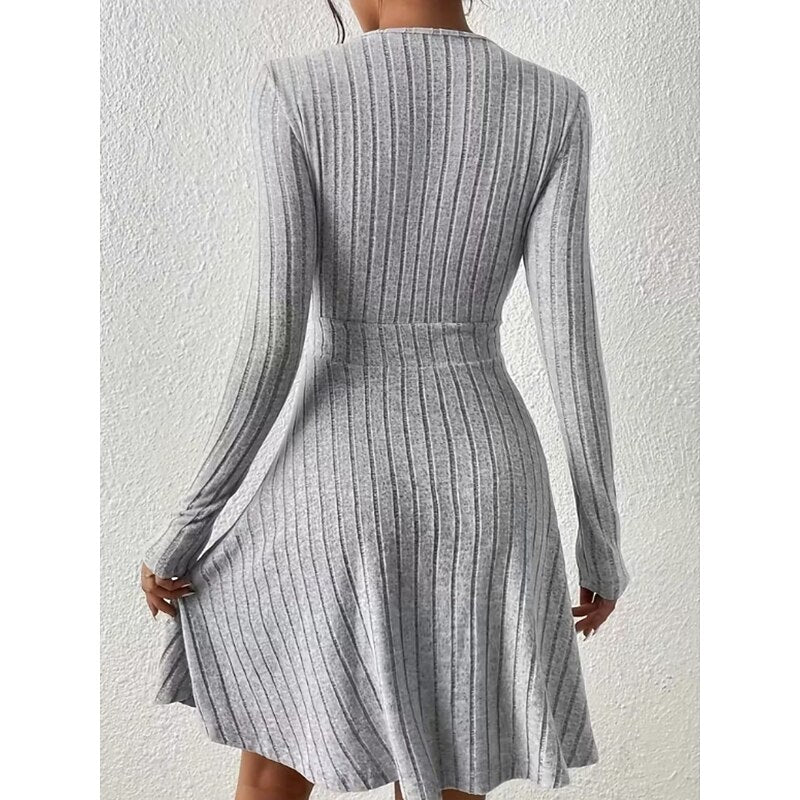 Aurelia | Ribbed Wrap-Front A-Line Dress