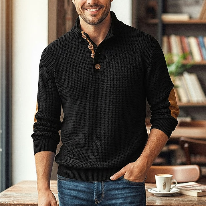 Percy | Button-Neck Textured Knit Jumper