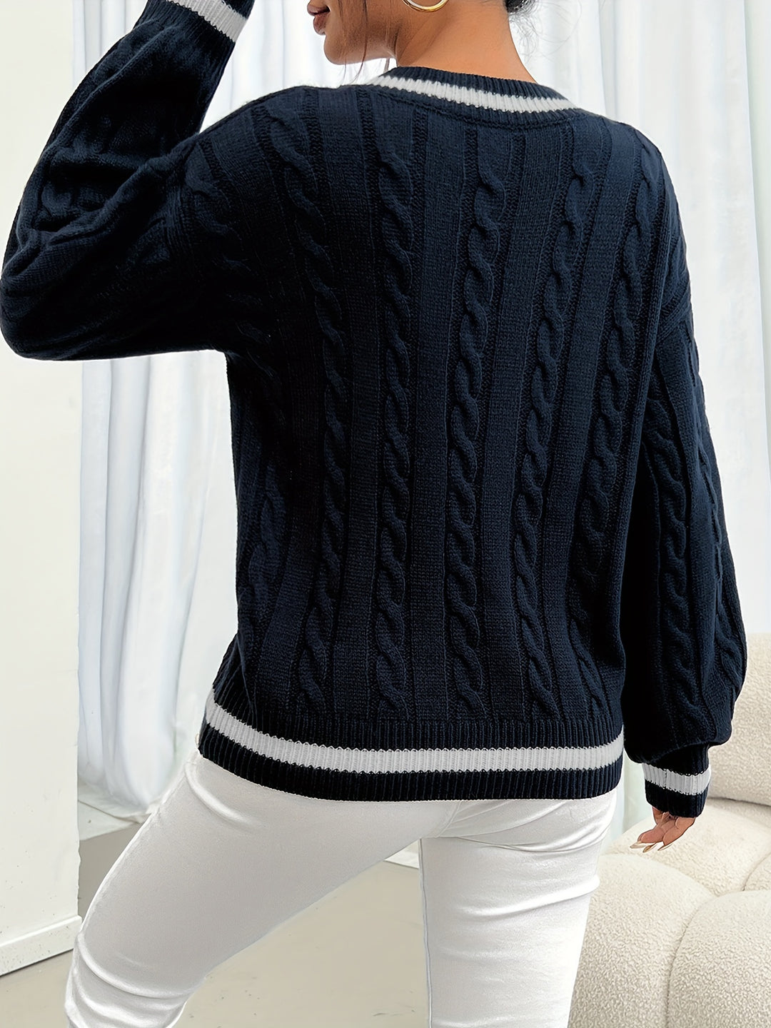 Hattie | Cable-Knit V-Neck Jumper
