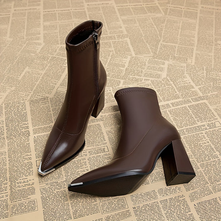 Noelani | Pointed-Toe Block Heel Ankle Boots