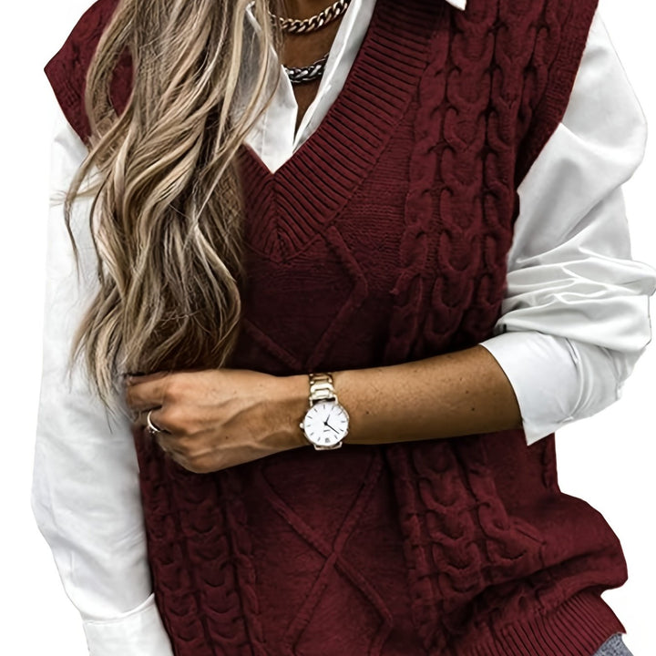 Colleen | Cable-Knit V-Neck Sweater Vest