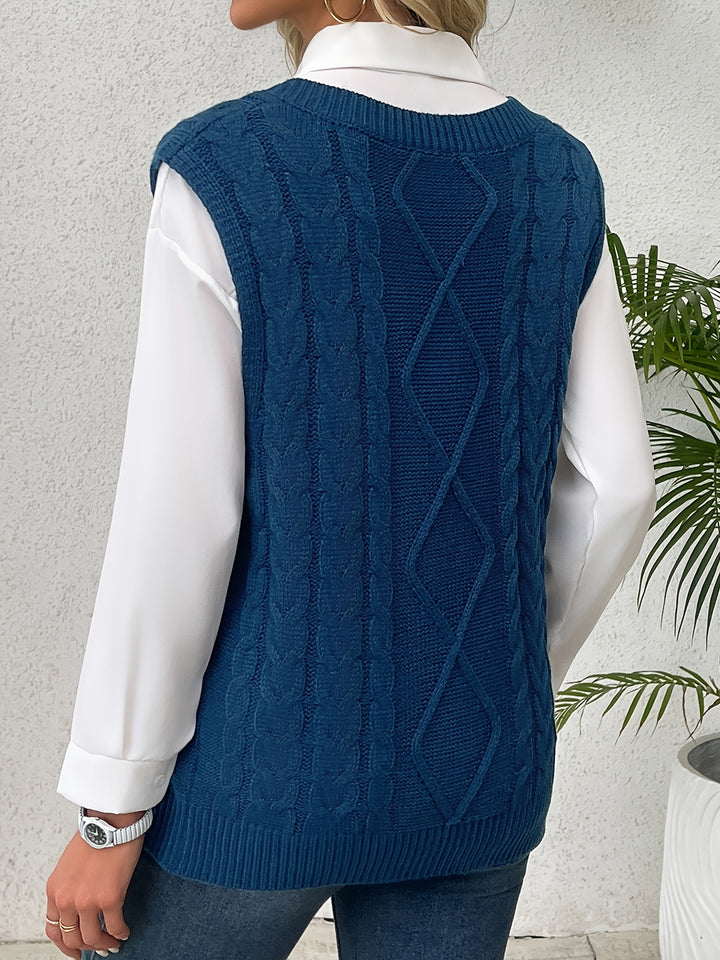 Colleen | Cable-Knit V-Neck Sweater Vest