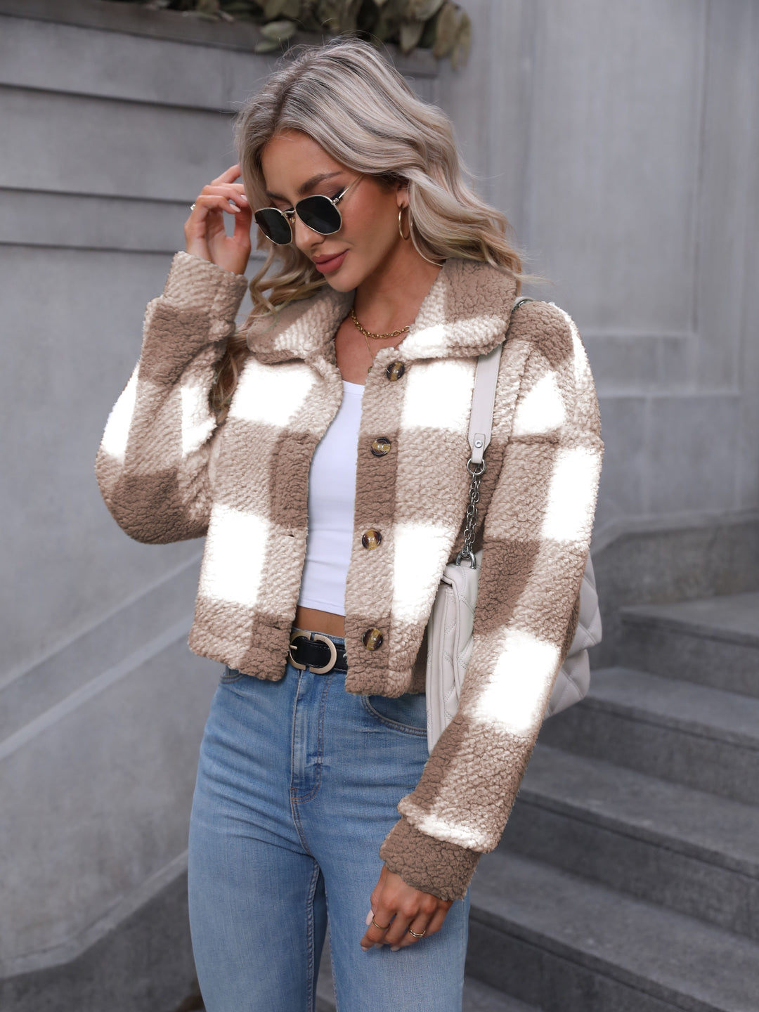 Rosalyn | Cropped Check Jacket