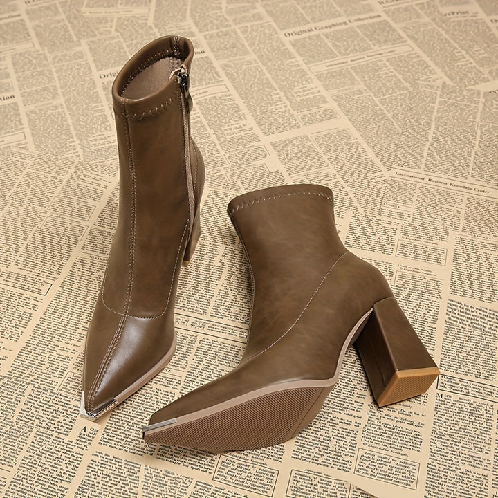 Noelani | Pointed-Toe Block Heel Ankle Boots