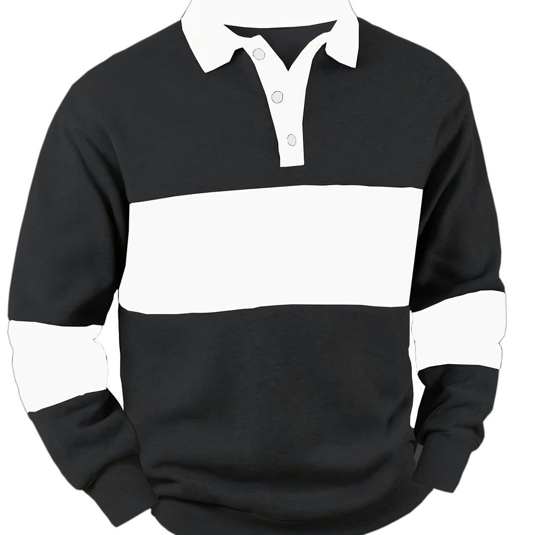 Nolan | Colour-Block Long Sleeve Polo Shirt