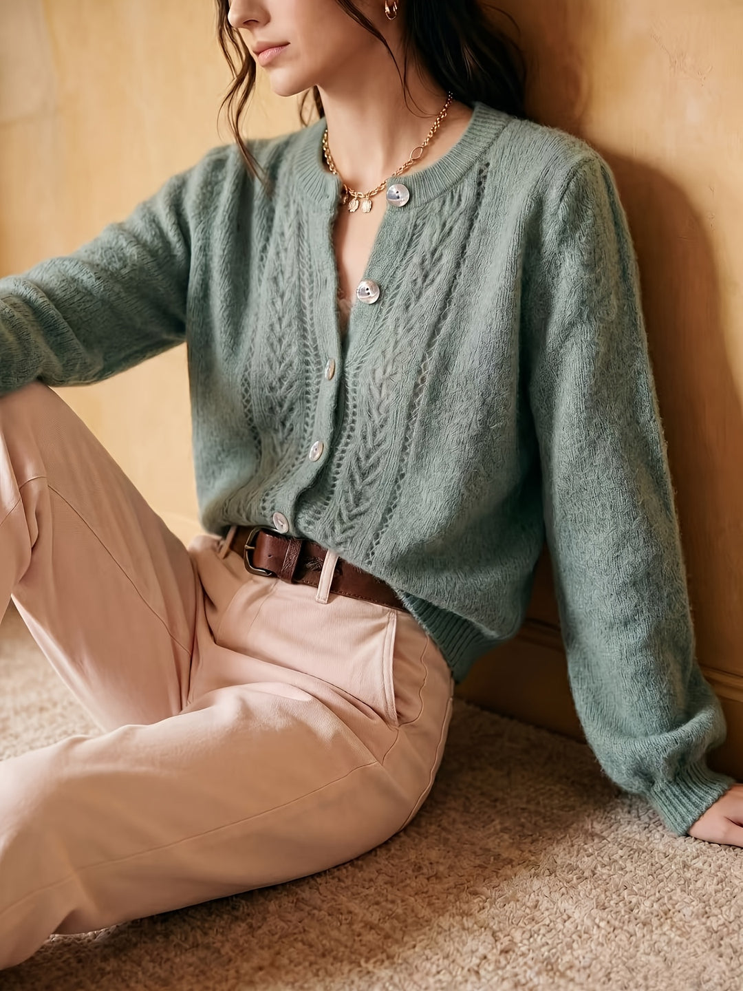 Clementine | Openwork Round-Neck Cardigan