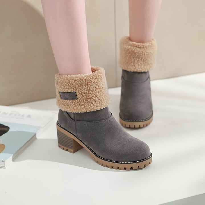 Priscilla | Cosy Cuffed Block-Heel Ankle Boots