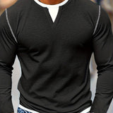 Beckett | Contrast-Stitch Notch-Neck Henley Shirt
