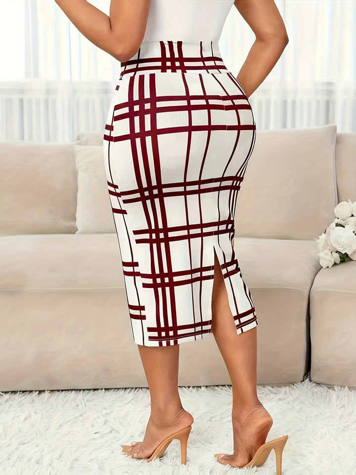 Margaret | Tailored Check Midi Skirt