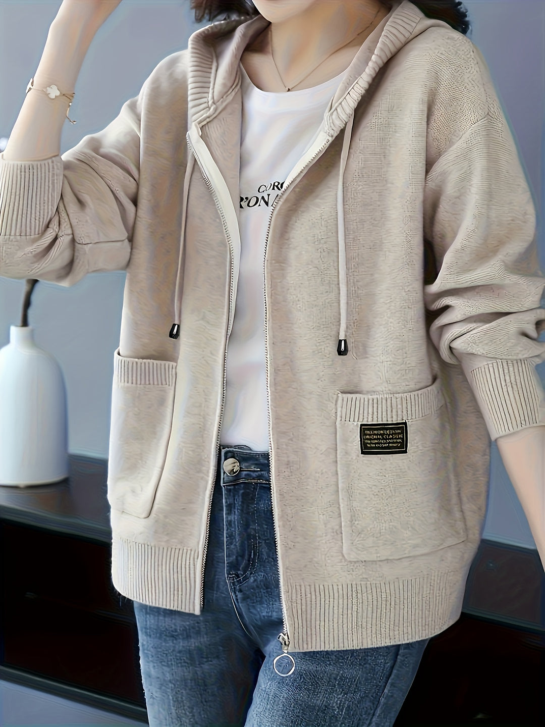 Gemma | Cosy Zip-Up Hooded Cardigan