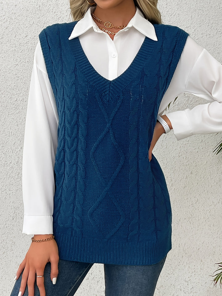 Colleen | Cable-Knit V-Neck Sweater Vest