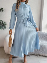 Isabella | Long-Sleeve Belted Waist Midi Dress