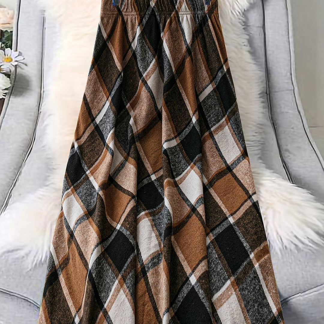 Frances | Flowing Plaid A-Line Skirt