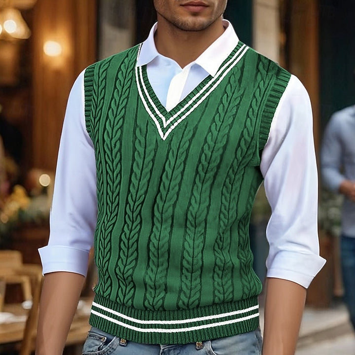 Percy | Cable-Knit V-Neck Sweater Vest