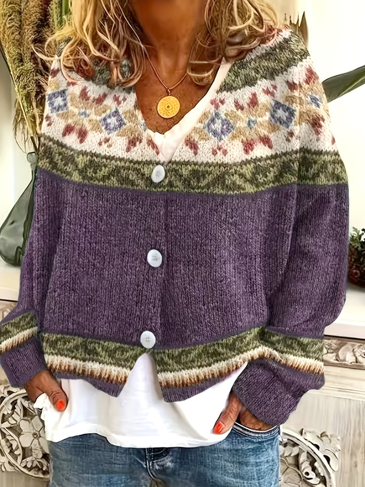 Fiona | Patterned Button-Front Cardigan