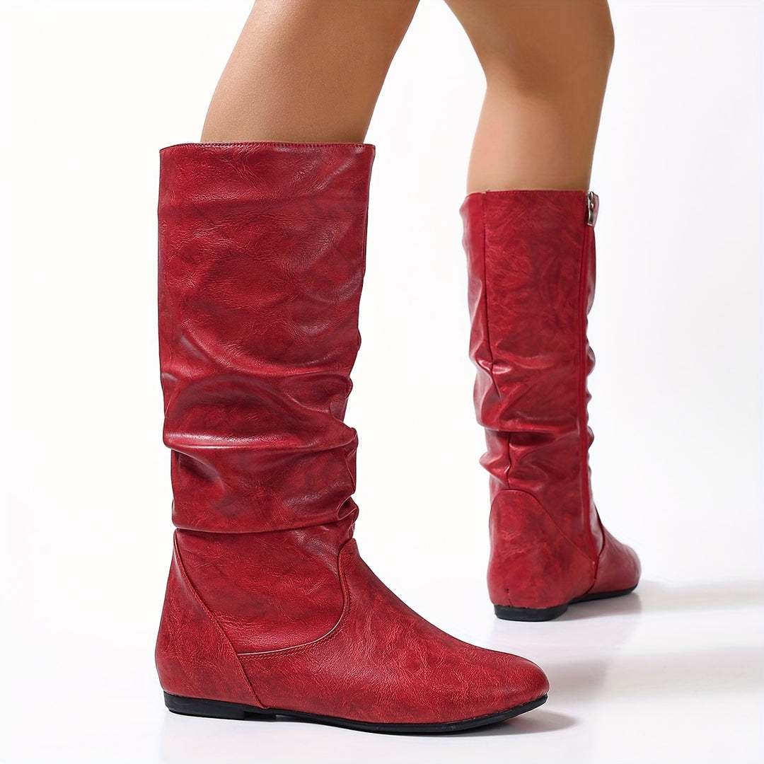 Lydia | Slouch Mid-Calf Flat Boots