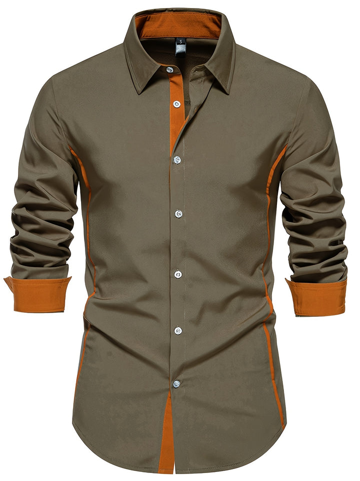 Dorian | Contrast-Trim Long Sleeve Shirt