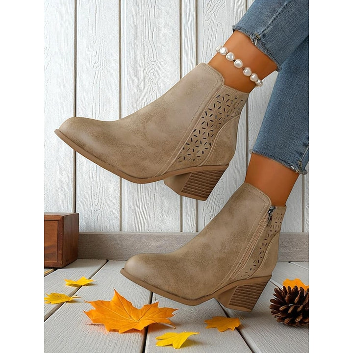 Adrienne | Cutout Block-Heel Ankle Boots