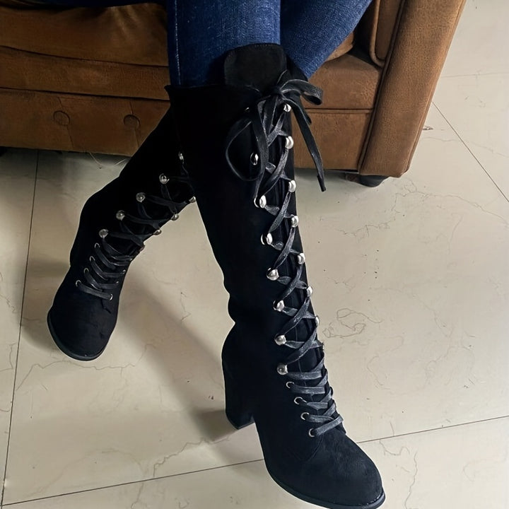 Clarissa | Lace-Up Knee-High Boots