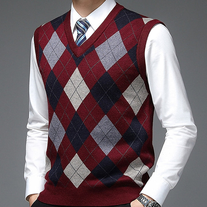 Sheldon | Argyle V-Neck Vest