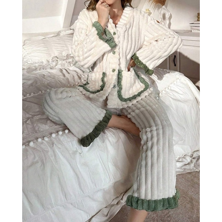 Cynthia | Ruffle-Trim Two-Piece Lounge Set