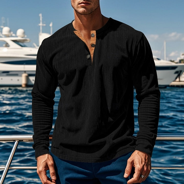 Foster | Ribbed Long-Sleeve Henley Shirt