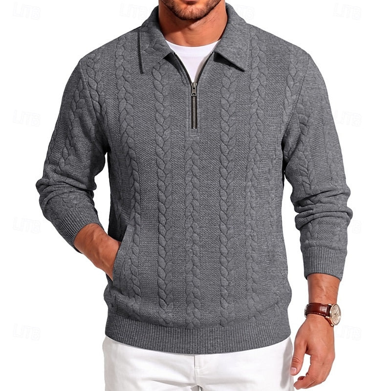 Gordon | Textured Quarter-Zip Polo Jumper