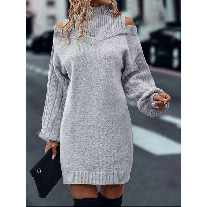 Everly | Cold-Shoulder Turtleneck Sweater Dress